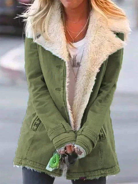 Long Sleeve Solid Color Lapel Outerwear