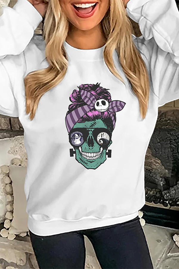 Halloween Creative Printed Round Neck Long Sleeve Sweatshirt