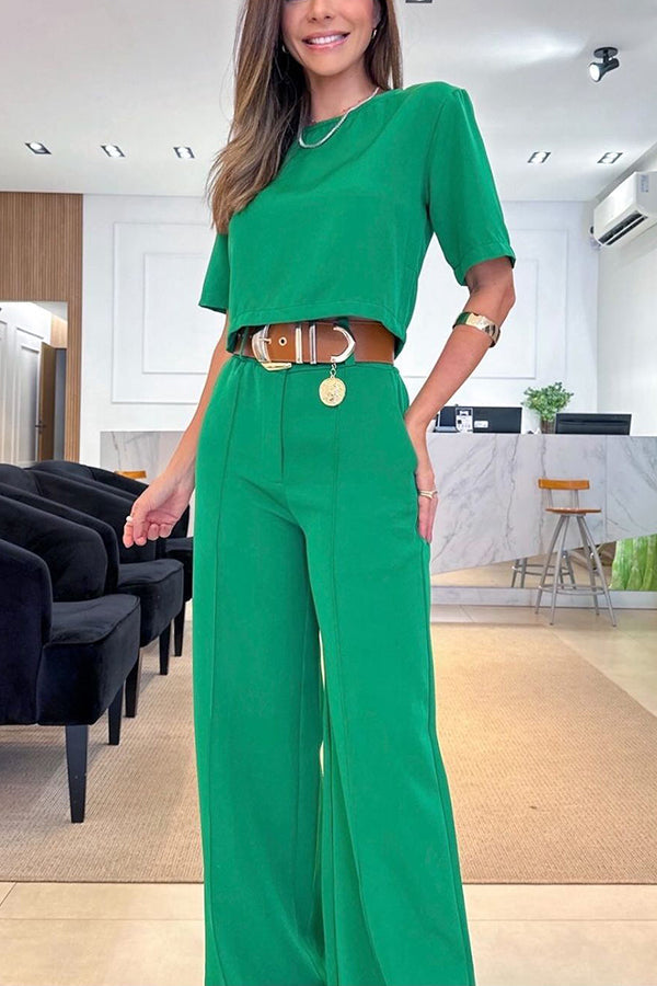 Confident Energy Sculpt Crop Top Wide Leg Pants Suit