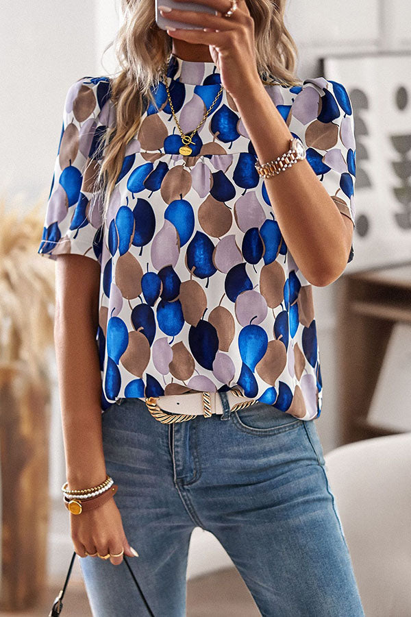 Good for Me Printed Short Sleeve Relaxed Top