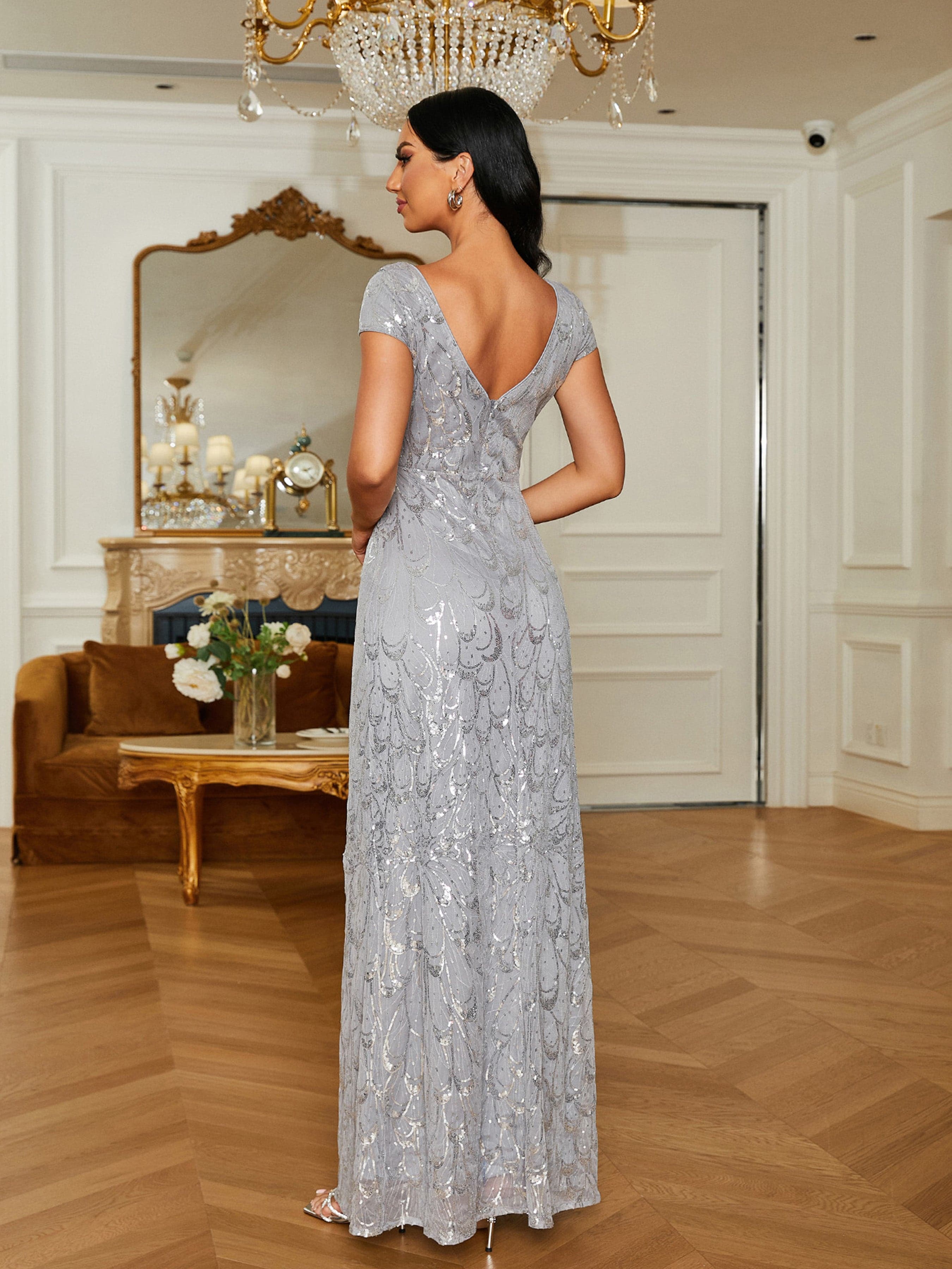 V-Neck Backless A-Line Evening Dress RM20238