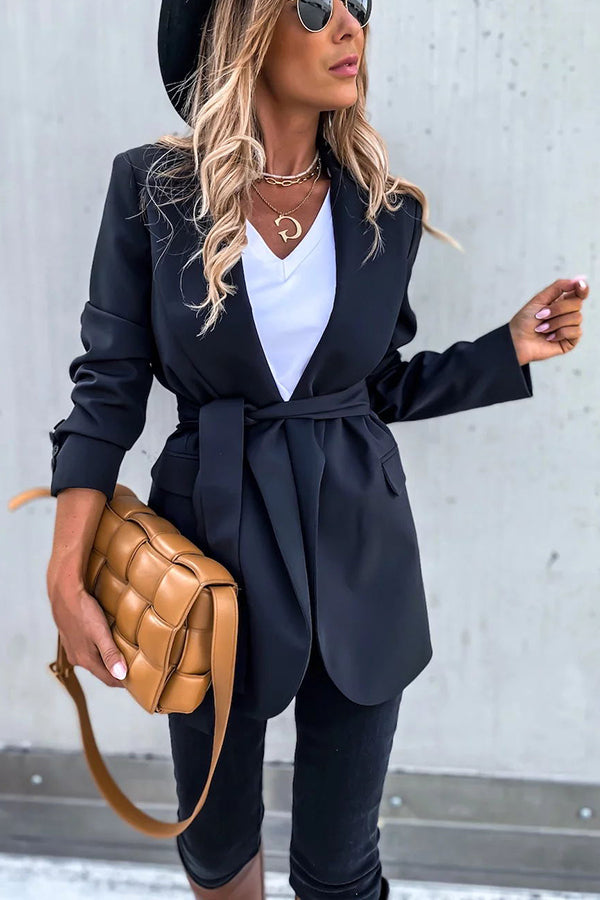 Looking At London Belted Casual Boyfriend Blazer