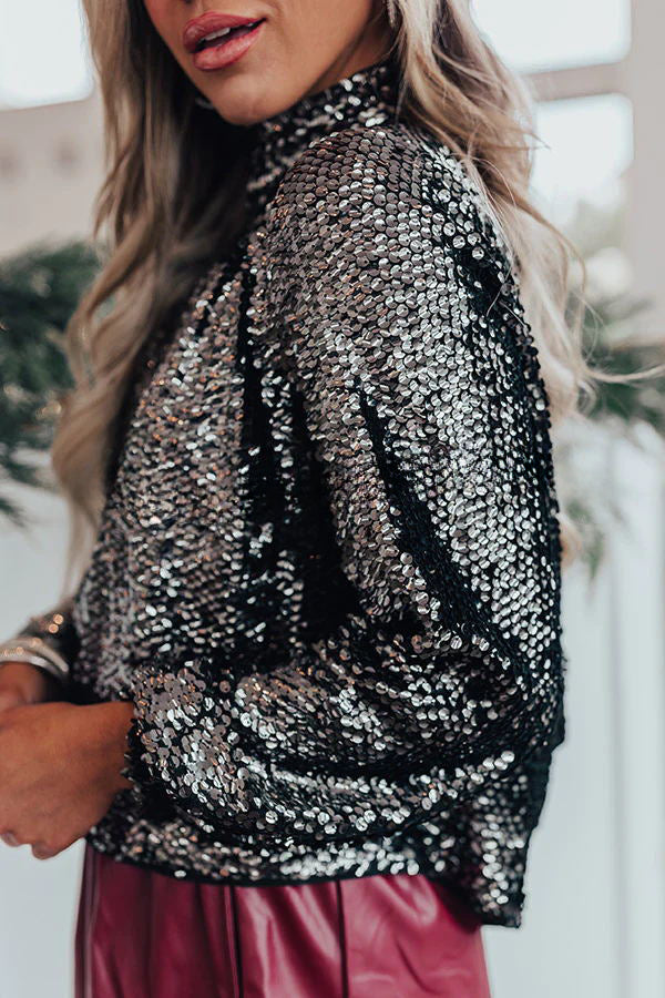 Mesmerizing Sight Sequin Back Open Draped Loose Top