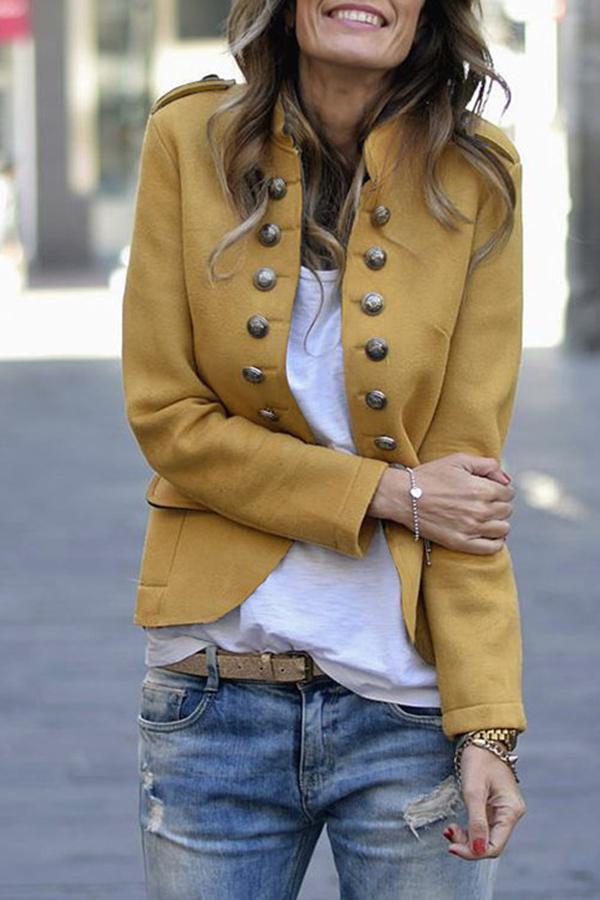 Stylish Long Sleeve Buttoned Coat