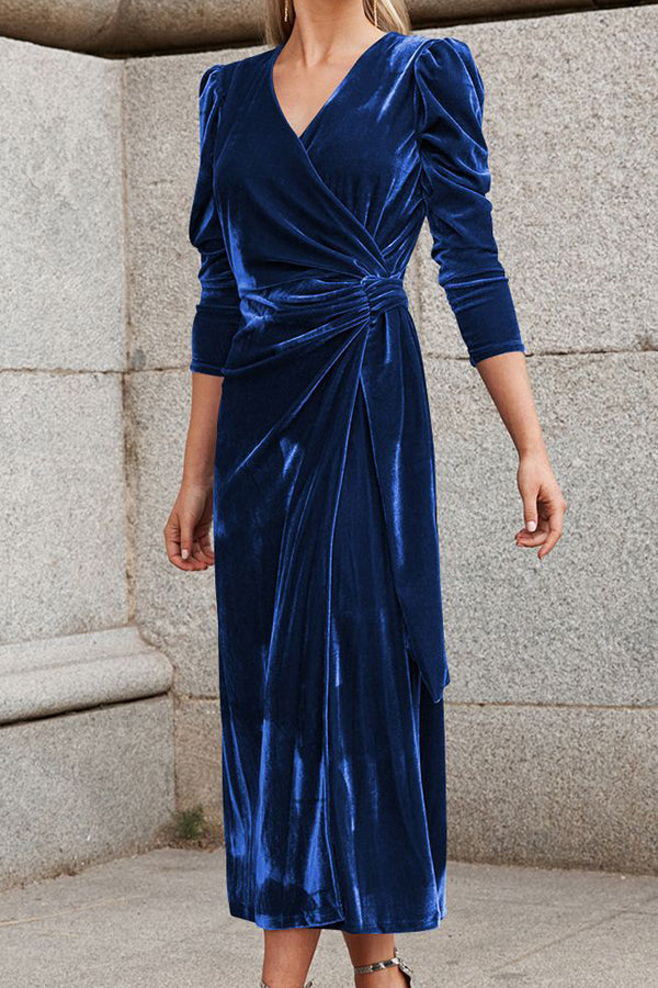 New autumn and winter velvet chiffon strappy dress