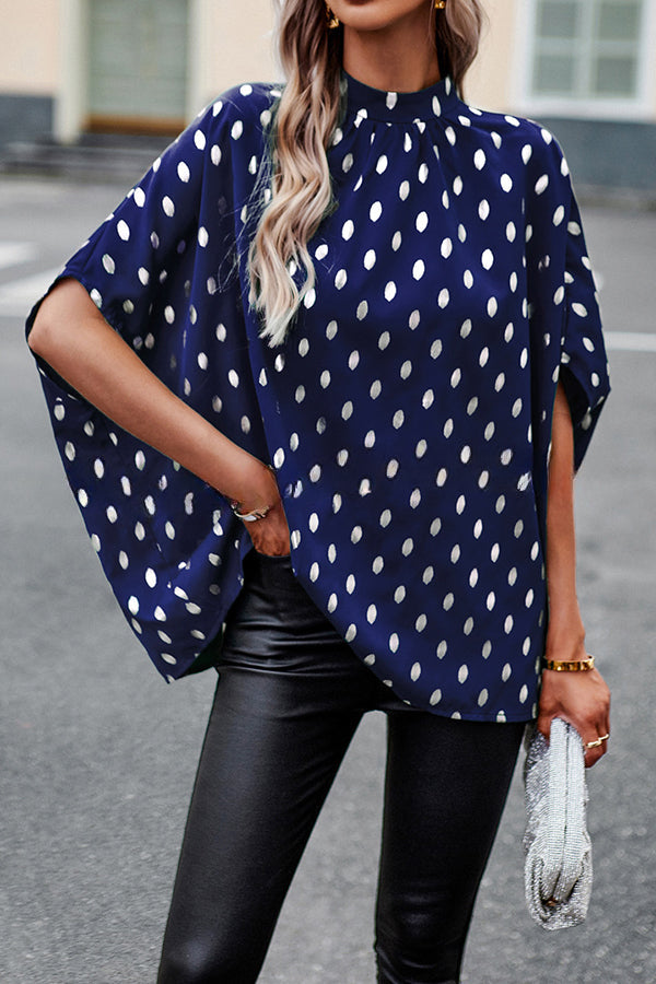 Eliana Polka Dot Print Dolman Sleeve Loose Blouse