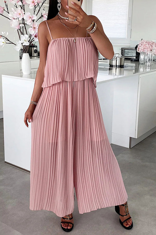 Sunday Morning Pleated Suspender Jumpsuit