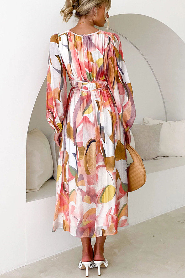 Eclipse Season Printed Long Sleeve Flowy Maxi Dress