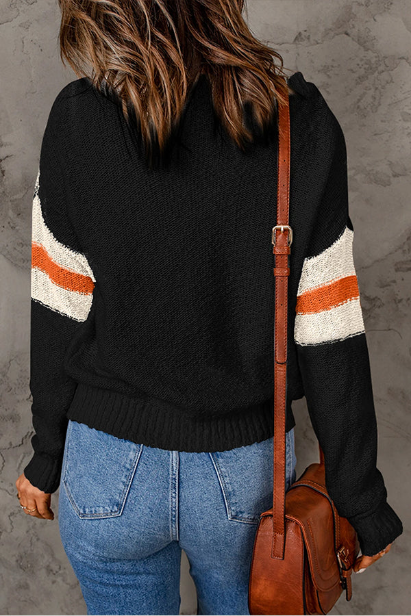 Chevron Casual Drop Shoulder Knit Sweater