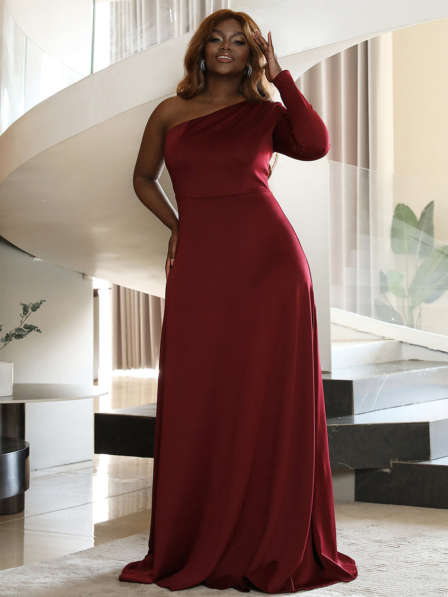 Plus Size Asymmetrical A-line Maxi Evening Gown PXL060