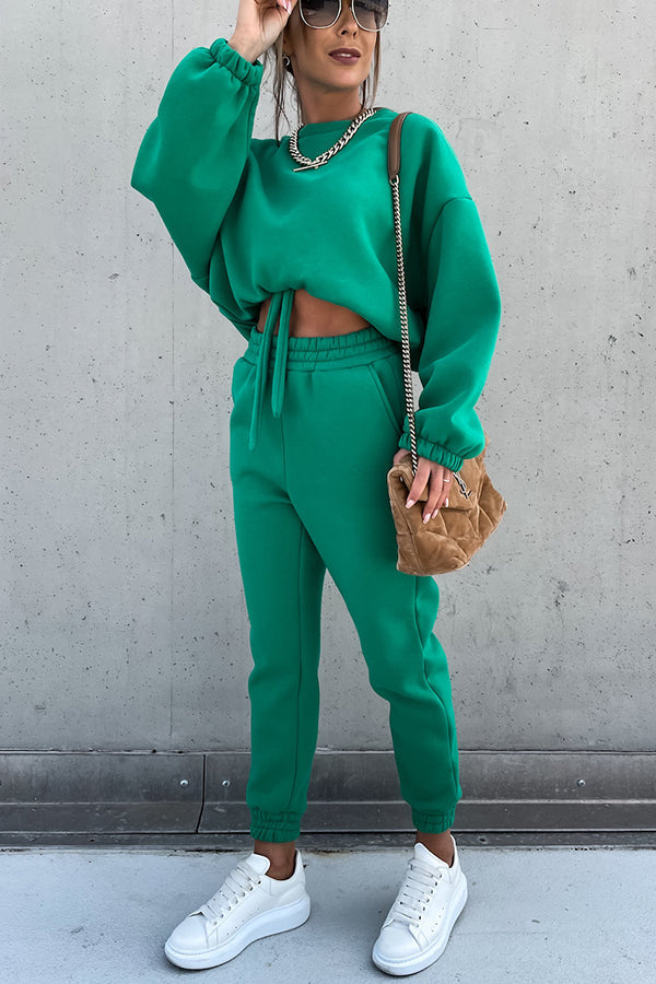 Worth It Sporty Style Solid Color Pants Suit