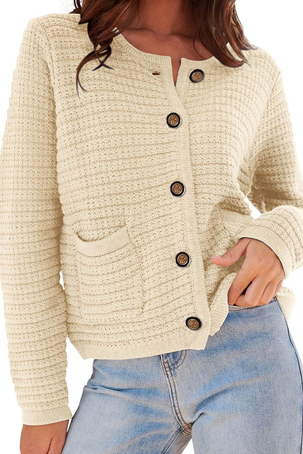 Retro long-sleeved round neck knitted new cardigan