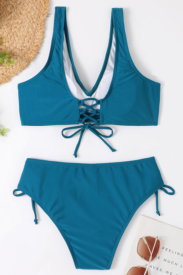 Marie Striped Cutout Side Strappy Bikini Set