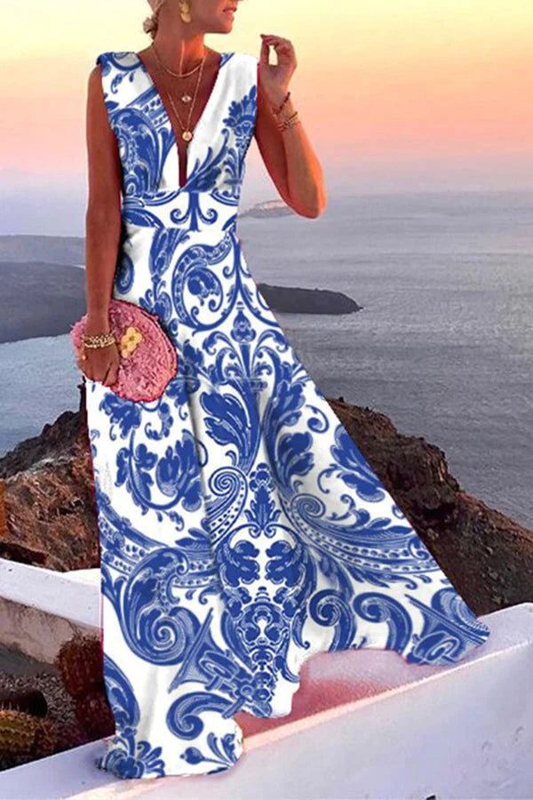 Novel Romance V Neck Maxi Party Dress