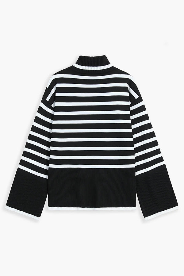 Parisian Stripe Mockneck Sweater