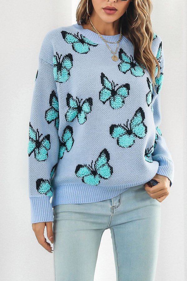 Three-dimensional butterfly women's loose autumn and winter long-sleeved sweater