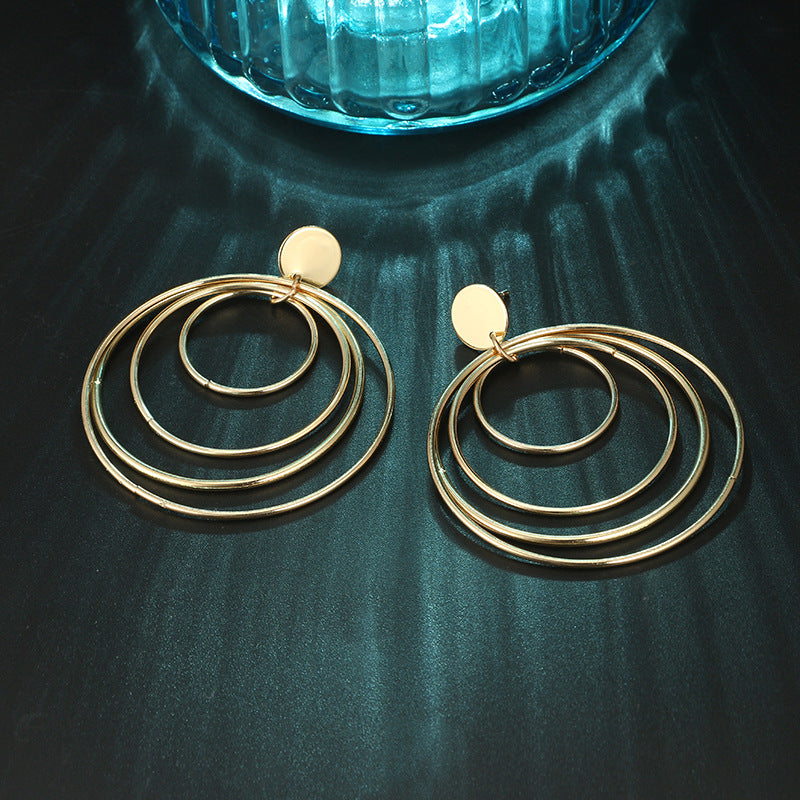 Layered Geometric Hoop Gold Earrings