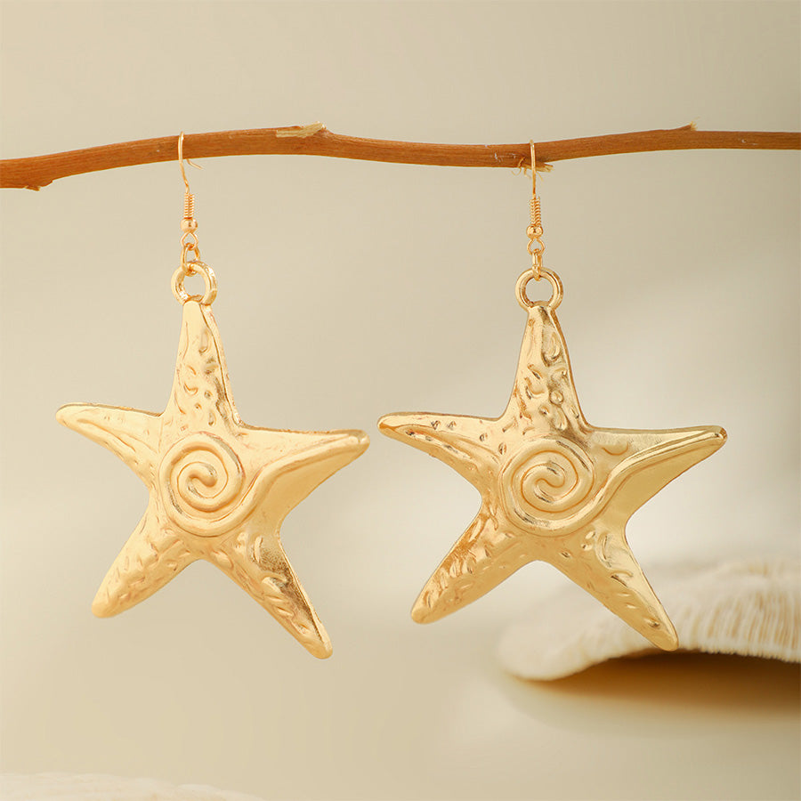 Exaggerated Starfish Design Metal Stud Earrings