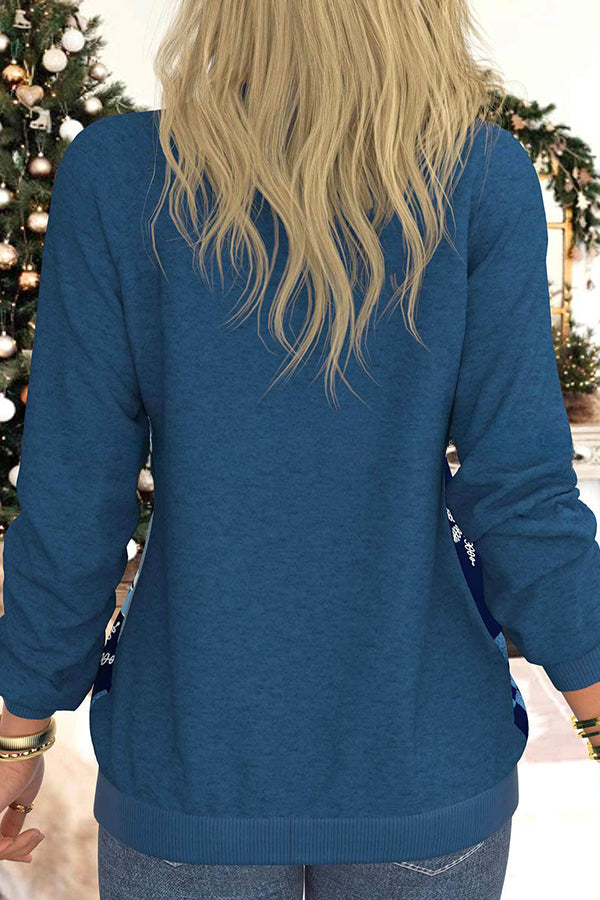 Christmas Print Pullover Long Sleeve Sweatshirt