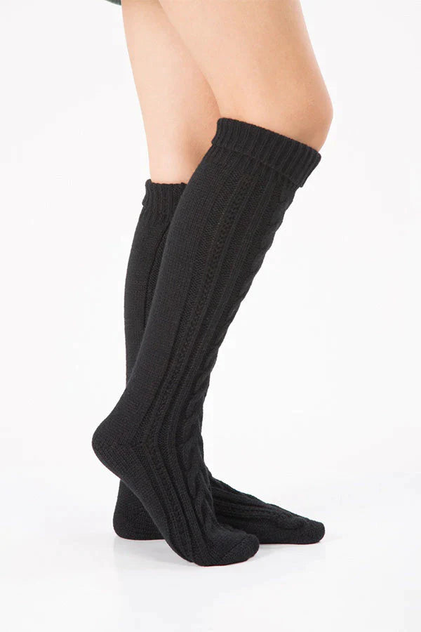 Knitted Christmas Boot Cover Over The Knee Diagonal Figure 8 Twist Floor Socks