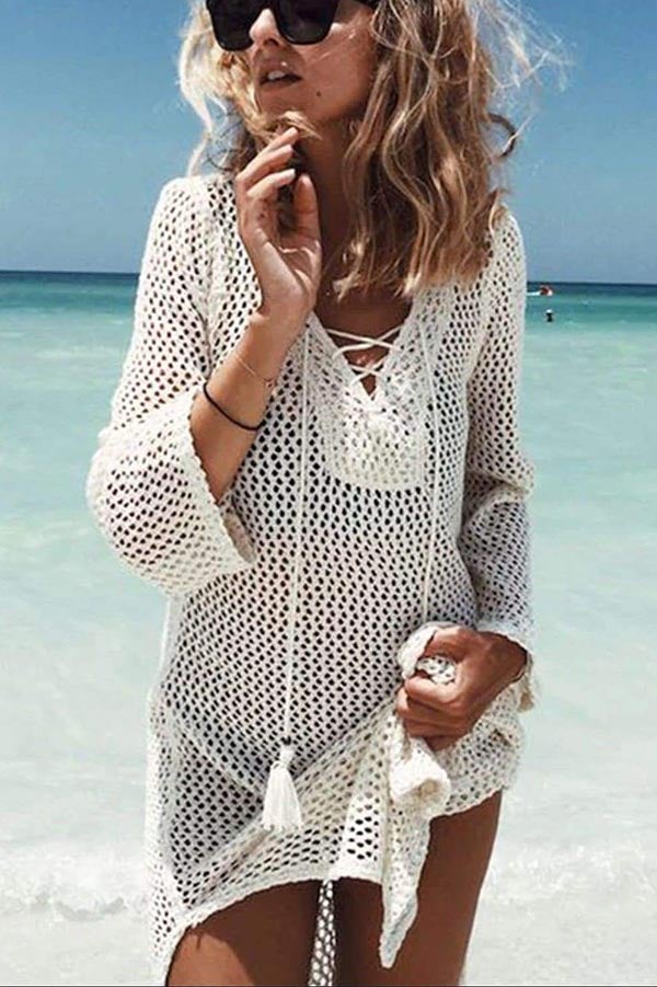 Tie Cutout Beach Cover-ups