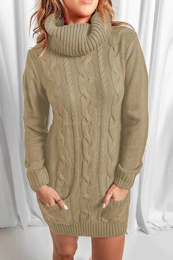 Relax More Cable Pocketed Knit Mini Dress