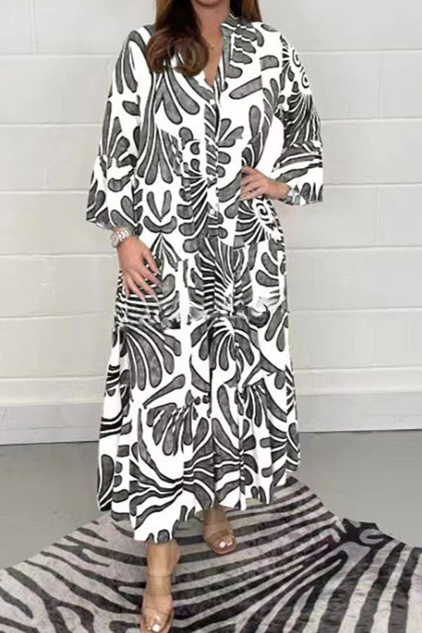 Budding Beauty Printed Swing Loose Maxi Dress