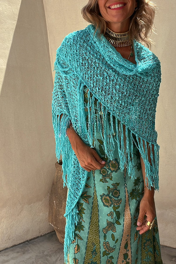 Let The Good Times Roll Knit Fringe All Match Shawl