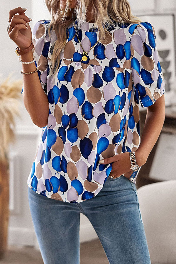 Good for Me Printed Short Sleeve Relaxed Top