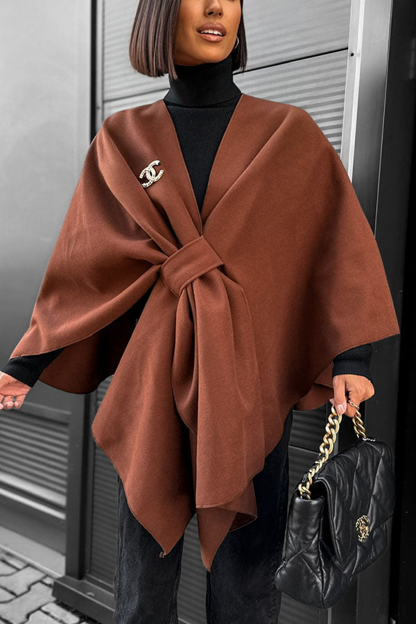 Anything Is Possible Woolen Front Tie Up Loose Cape Coat