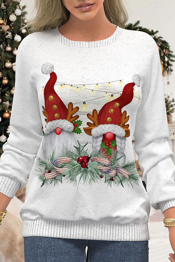 Christmas Print Pullover Long Sleeve Sweatshirt