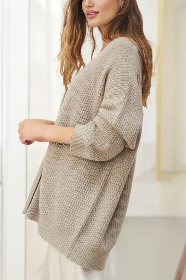 Mountain View Knit Ribbed Button Relaxed Cardigan