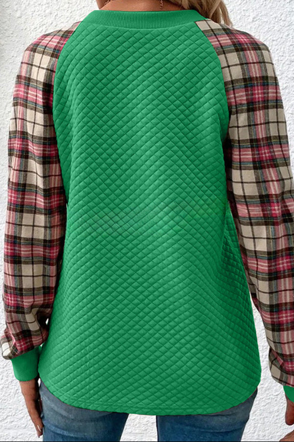 Shein Lune Plaid Long Sleeved Button Down Sweatshirt