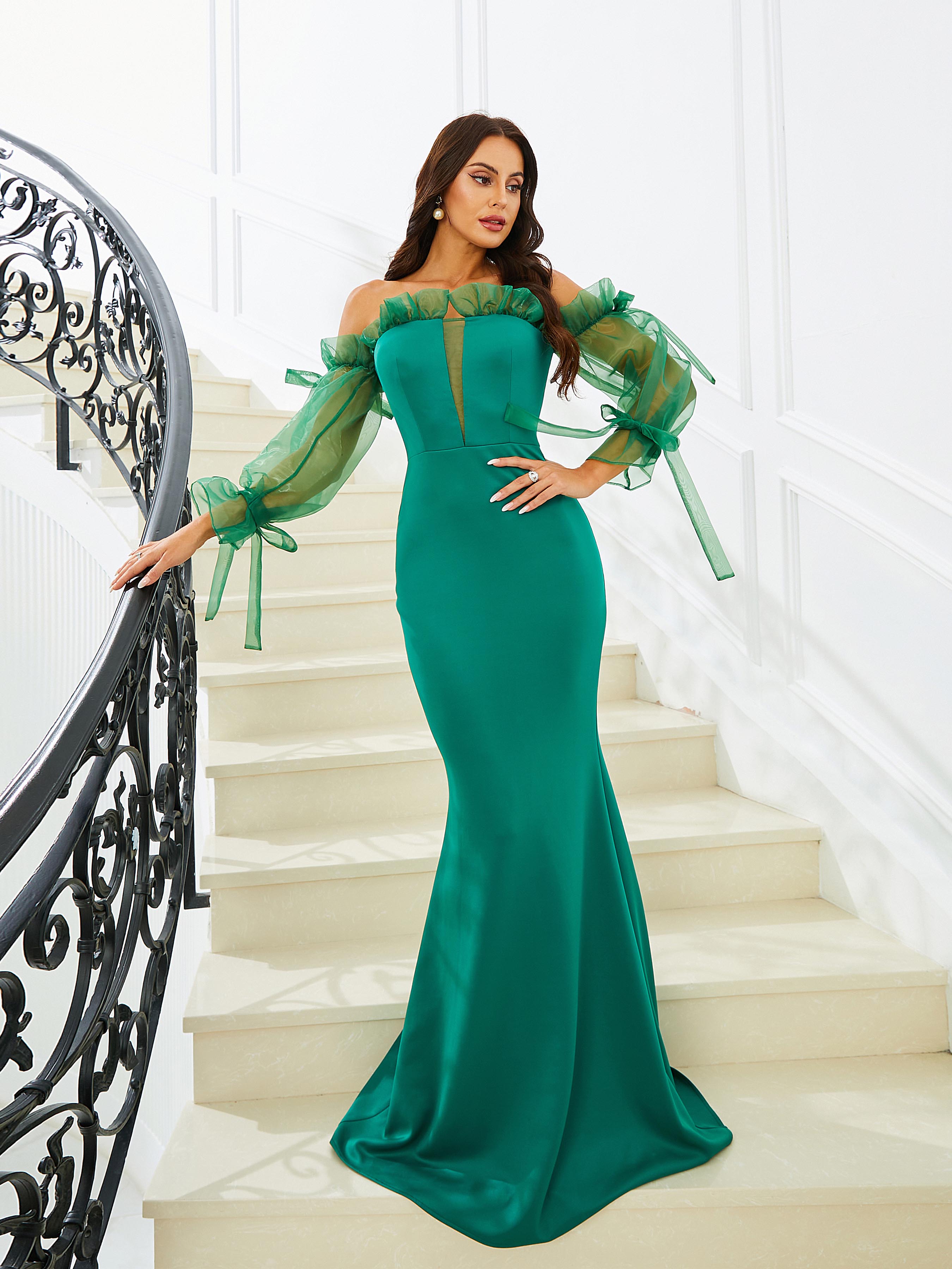 Off Shoulder Strapless Mermaid Backless Evening Dress XJ1488