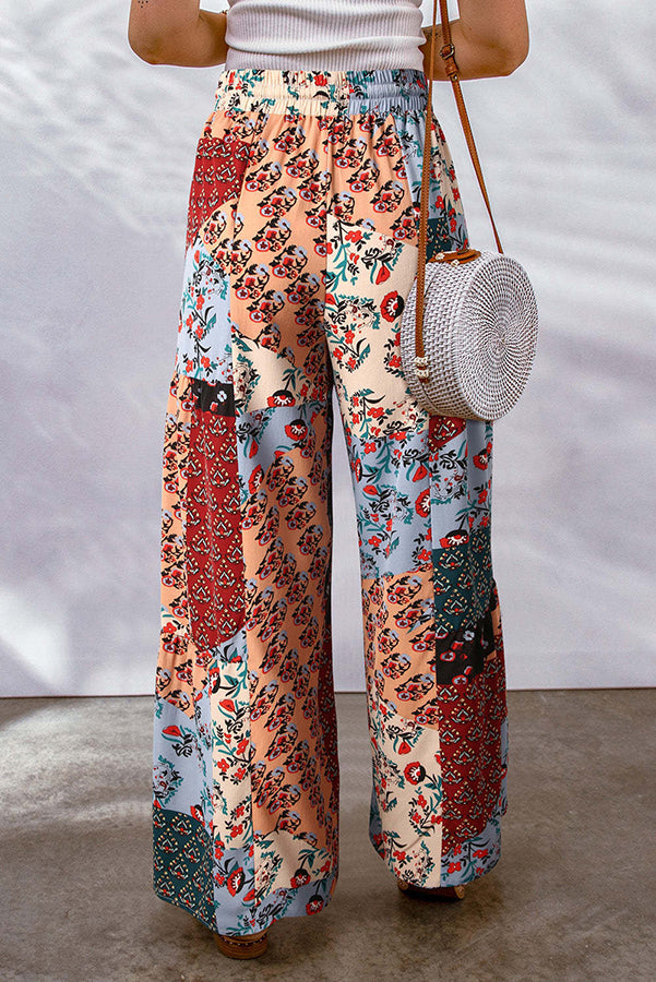 Moxy Bohemian Patchwork Drawstring Wide Leg Pants