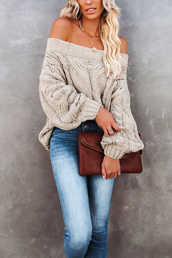 Surprising You Cable Knit Off The Shoulder Sweater