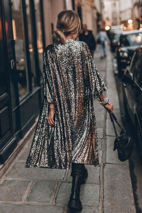 Disco Glamour Sequin Bell Sleeve Kimono