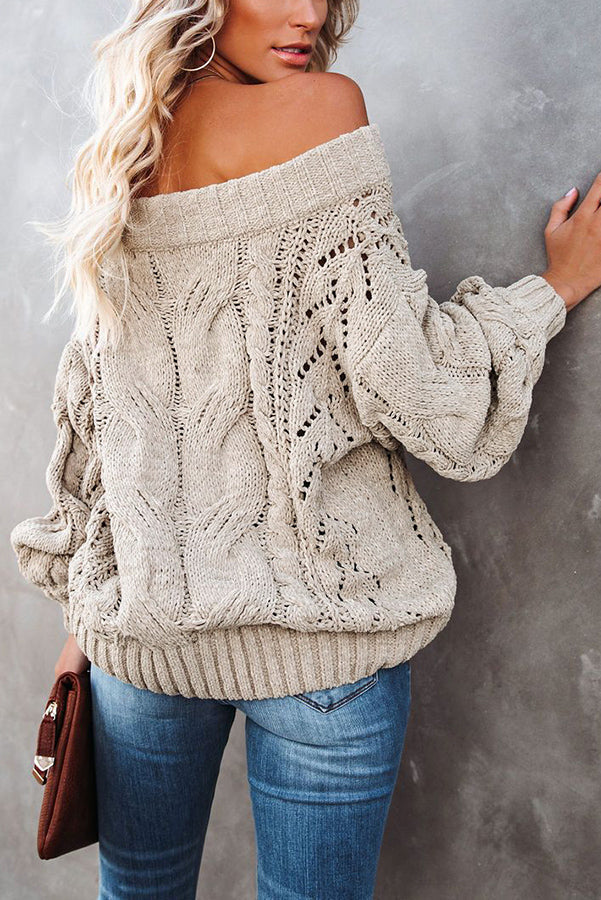 Surprising You Cable Knit Off The Shoulder Sweater