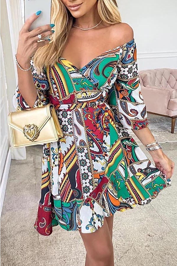 Love This Feeling Colorful Print Vacation / Party Dress