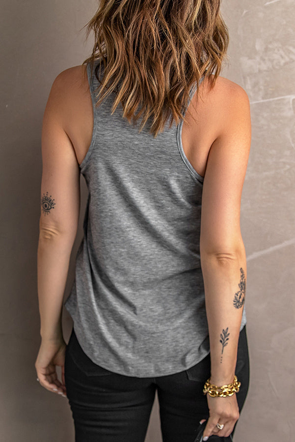 V Neck Pocketed Racerback Tank Top