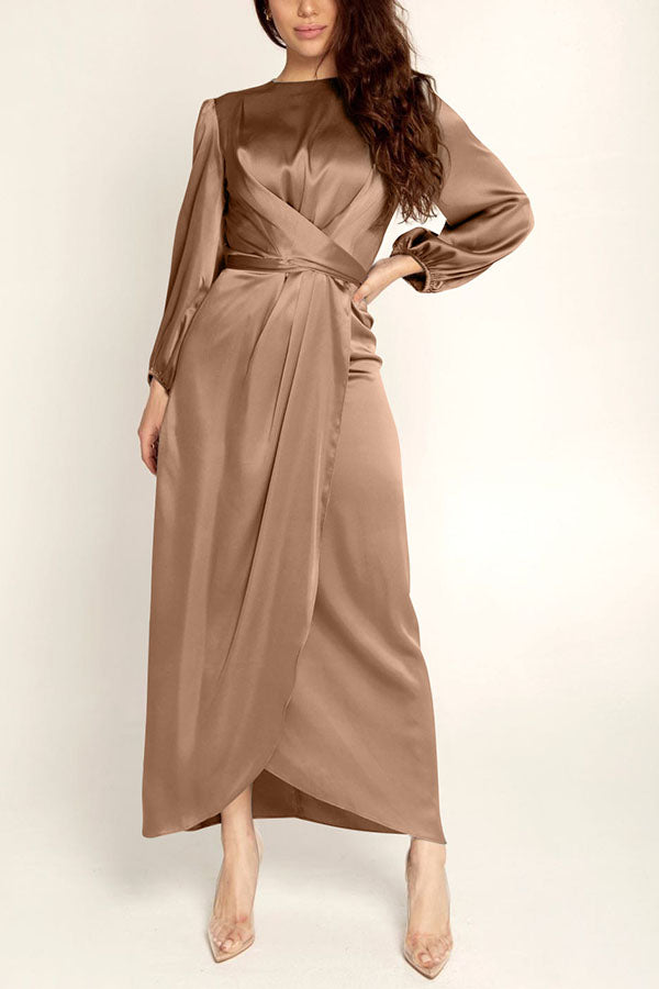 Beautiful Night Twist Waist Satin Maxi Dress