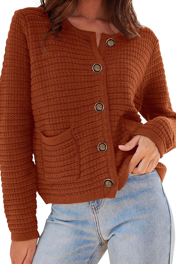 Retro long-sleeved round neck knitted new cardigan