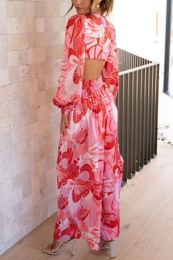 Inspiring Sights Floral Cutout Waist Pocketed Jumpsuit