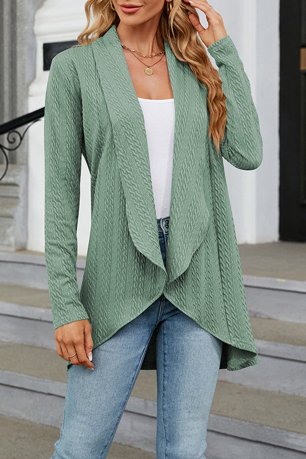 Long Sleeve Solid Color Ruffle Loose Cardigan