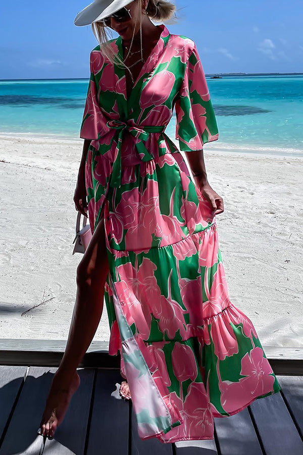 Sunshiny Days Floral Button Cover Up Maxi Dress