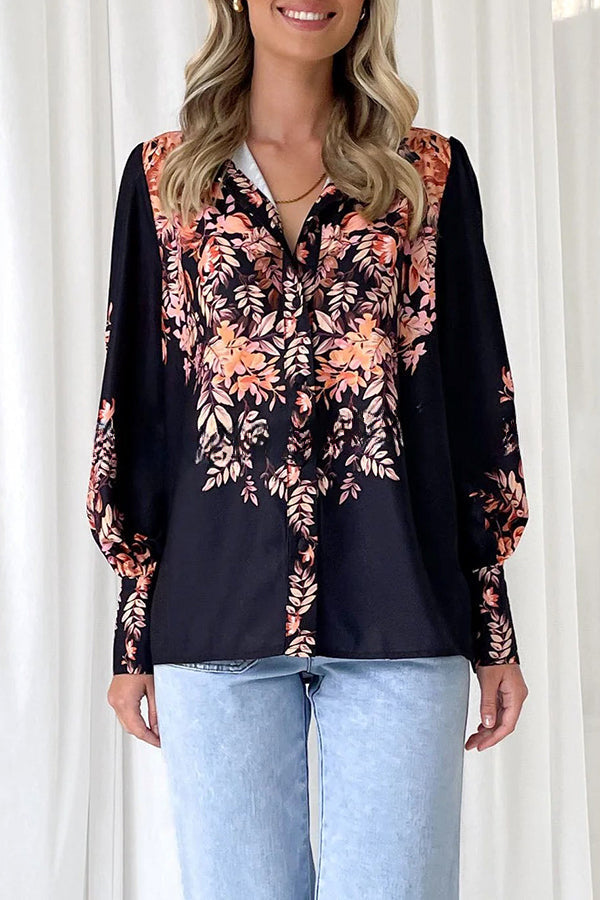 Autumn Off The Look Floral Print Single Breasted Blouse