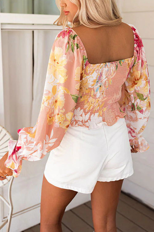 Summer In Sicily Floral Smocked Top