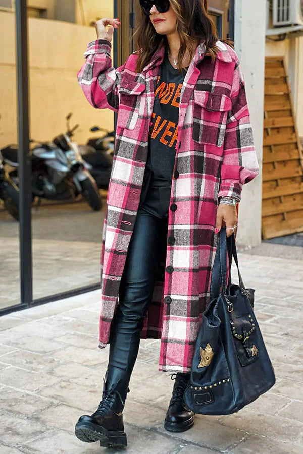 Women's Plaid Trench Coat