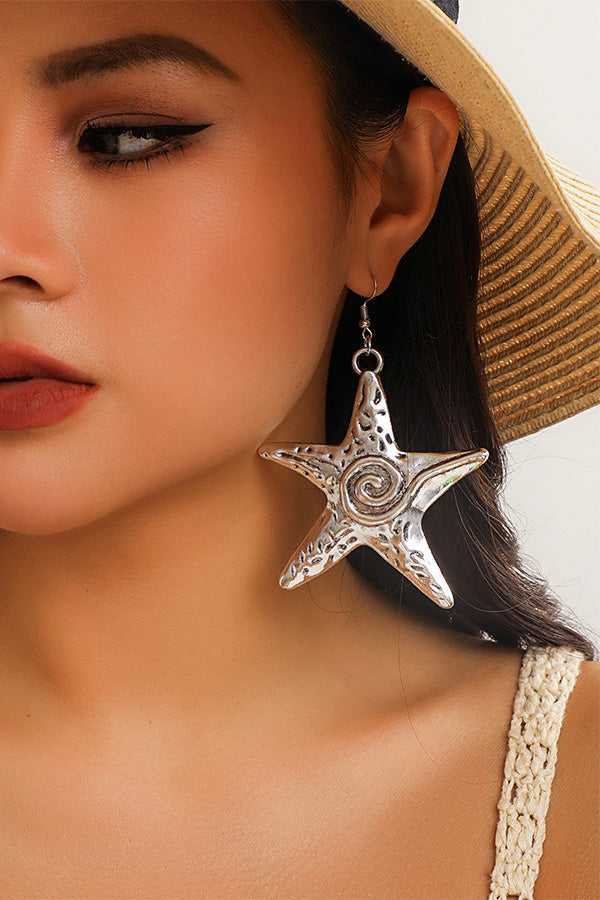 Exaggerated Starfish Design Metal Stud Earrings