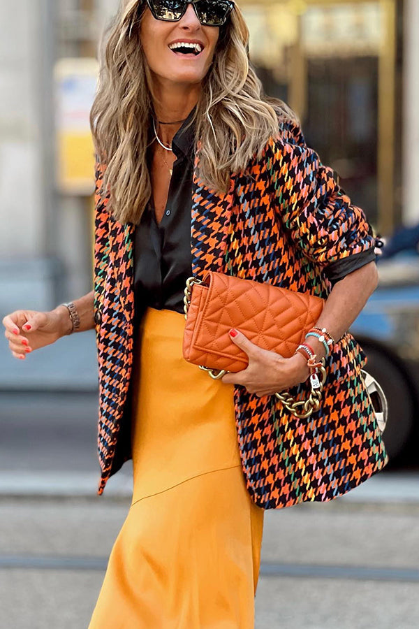 Book Club Colorful Houndstooth Blazer